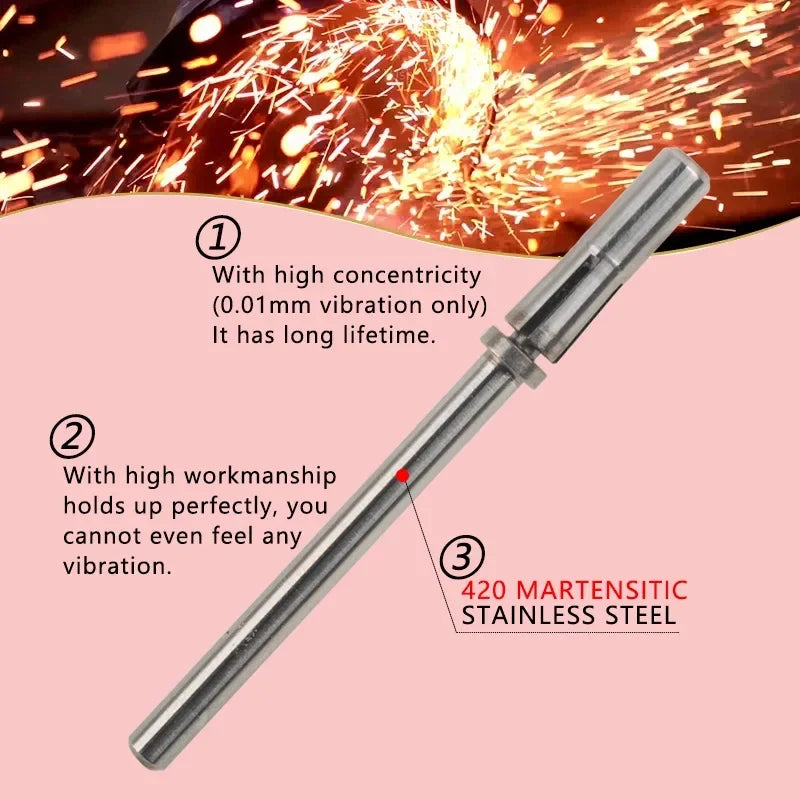 Mini Nail Drill Sanding Bands & Steel Mandrel Set – 50/100pc Nail Drill Accessories Qme