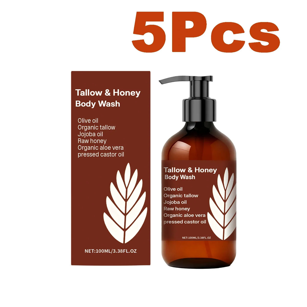 Tallow & Honey Body Wash – Moisturizing Gentle Shower Gel Moisturizing Body Wash Qme 5 x 100ml Boxed Moisturizing