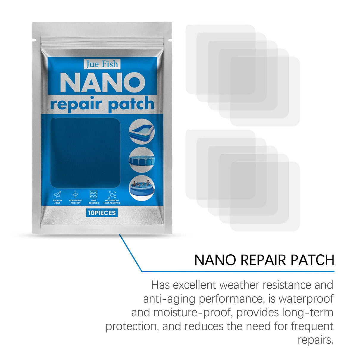 10-Pack Waterproof Self-Adhesive Inflatable Repair Patch Kit Inflatable Repair Kit Qst