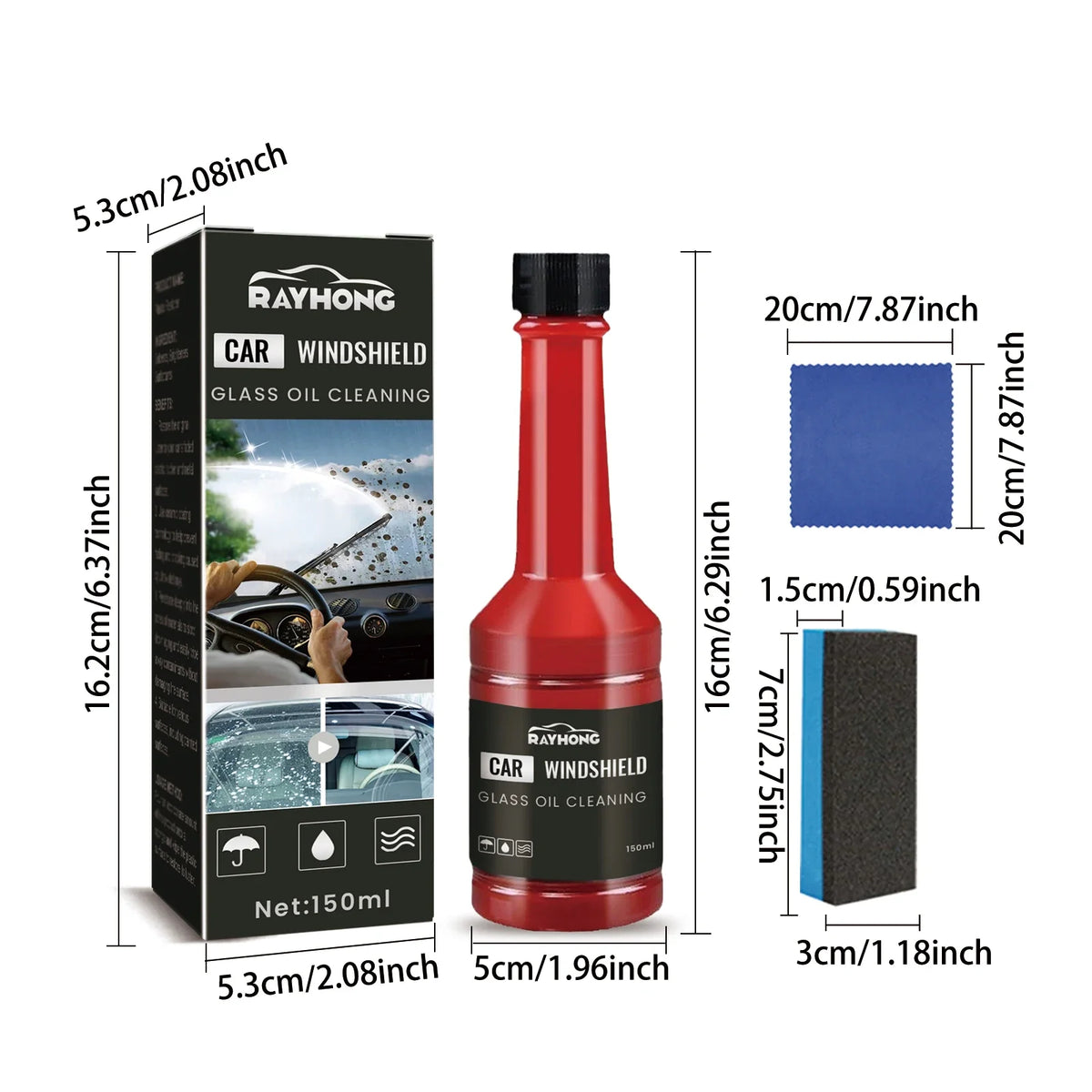 Windshield Washer Fluid – Auto Glass Cleaner, Rain & Fog Remover Auto Glass Cleaner Qme 1pcs