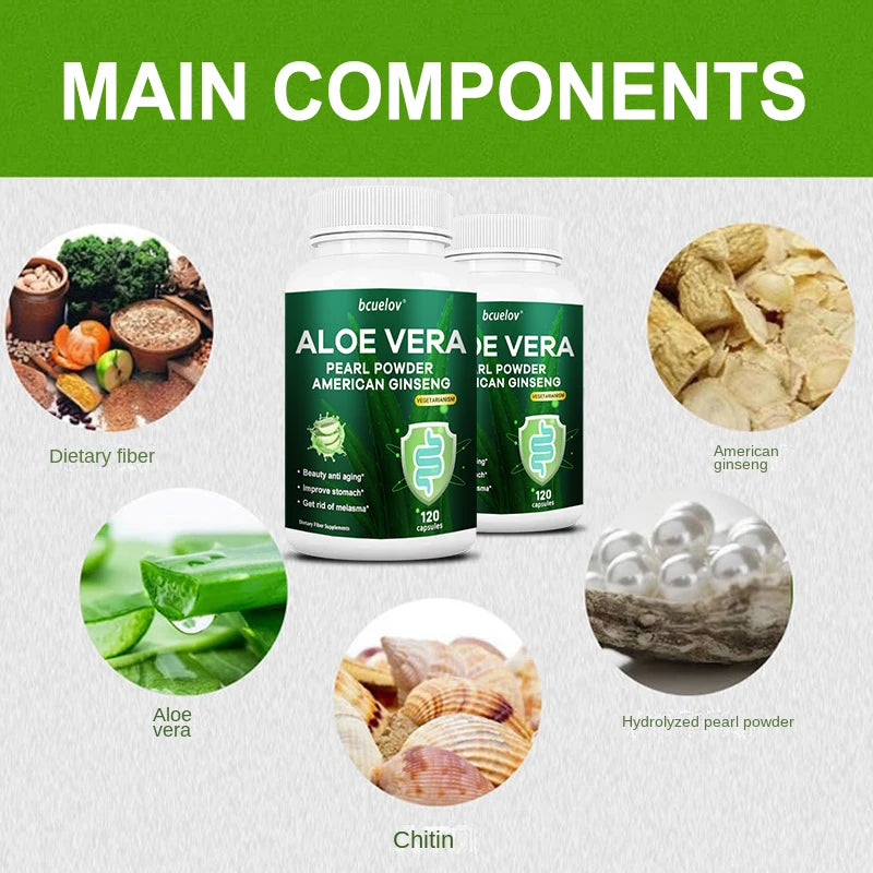Aloe Vera Pearl Powder Capsules – Organic, Vegan, Non-GMO Herbal Supplement Qst