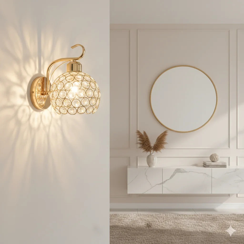 Crystal LED Wall Lamp – Modern Minimalist Bedroom Light LED Wall Sconce Qme