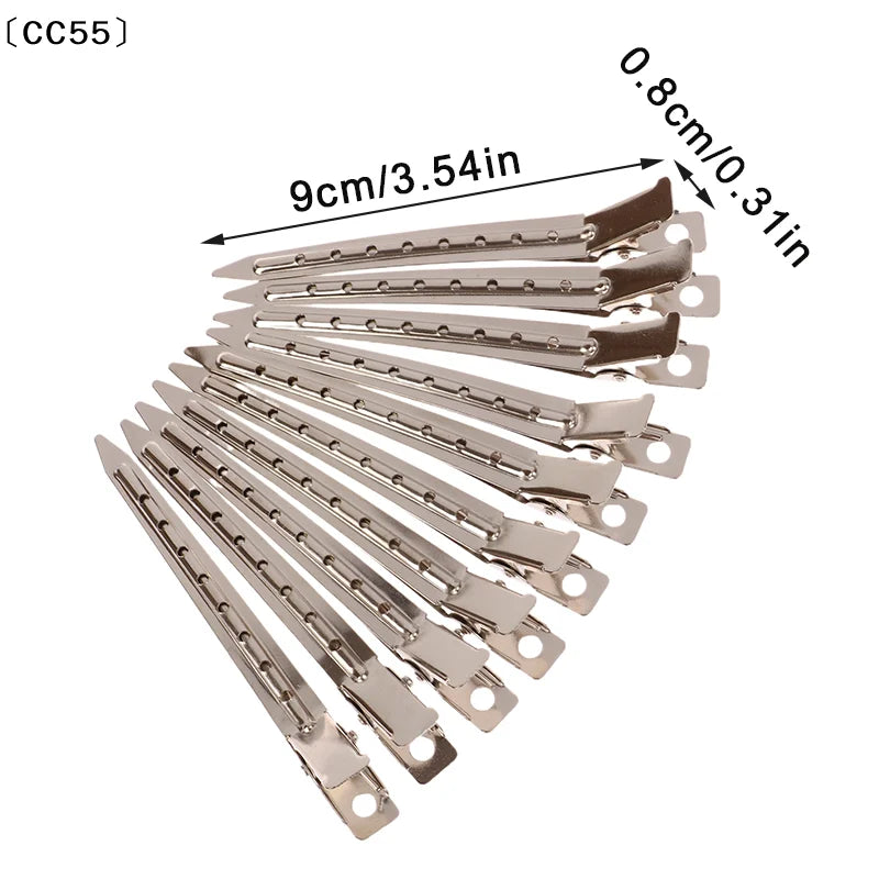 10Pcs Metal Duck Bill Hair Clips – Salon Sectioning Clamps Hair Styling Clips Qst