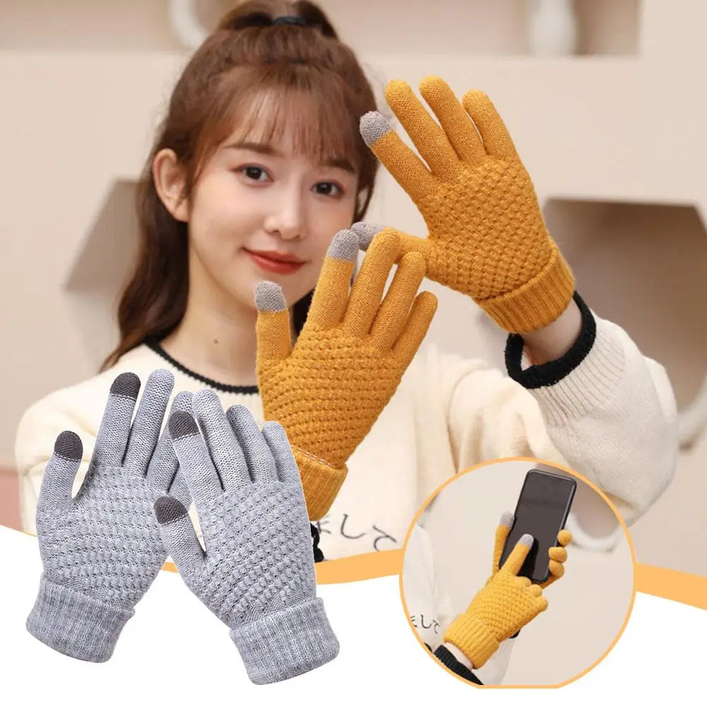 Women's Knitted Thicken Winter Hand Warmer Gloves – 4 Colors Knitted Winter Gloves Qme