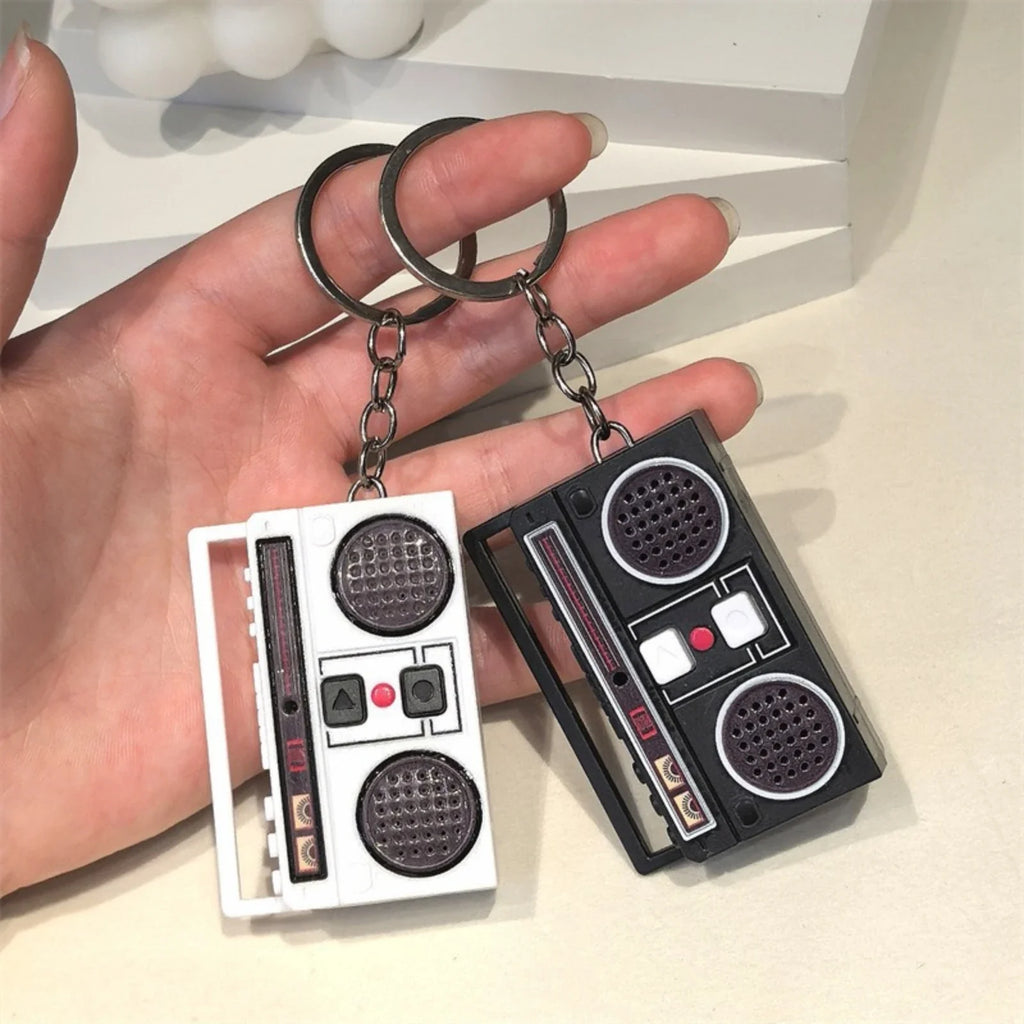 Retro Cassette Recorder Keychain | Mini Novelty CD Keyring Novelty Keychain Qme