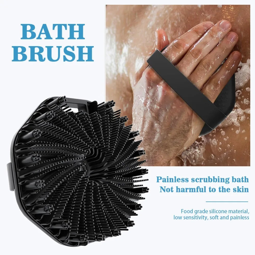 Silicone Back Brush Shower Scrubber with Handle – 6 Colors Silicone Bath Brush Qme