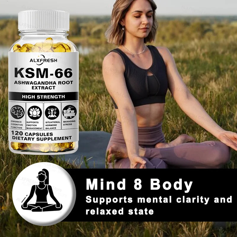 KSM-66 Ashwagandha Capsules – Energy, Focus & Sleep Support Herbal Supplement Qst