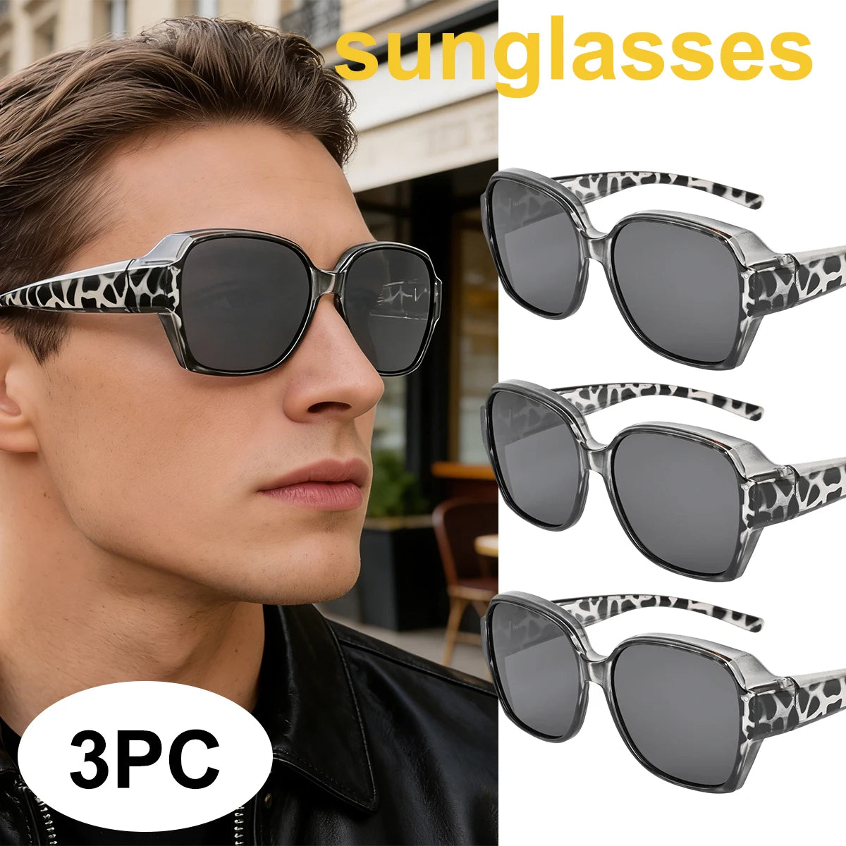 VOPHA Fit-Over Sunglasses UV400 – Wear Over Prescription Glasses Fit-Over Sunglasses Qst 3PC