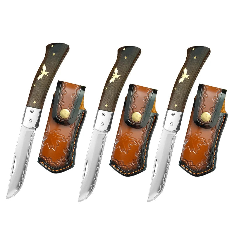 VG10 Damascus Steel Mini Folding Pocket Knife – EDC Fruit Knife Folding Pocket Knife Qst 3PCS Knife A