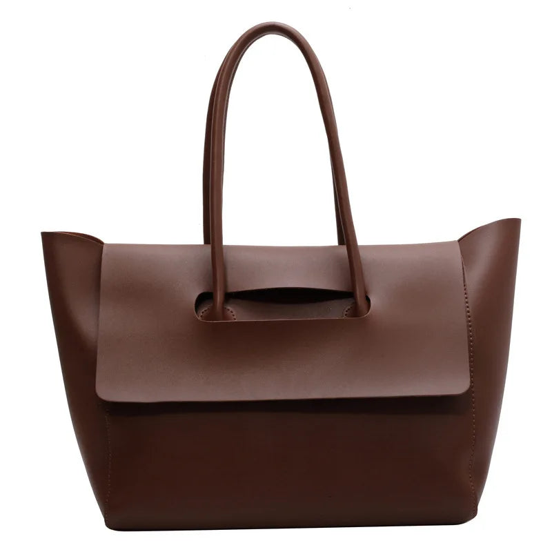 Korean Retro Tote Bag – Premium PU Commuter Handbag Tote Handbag Qme