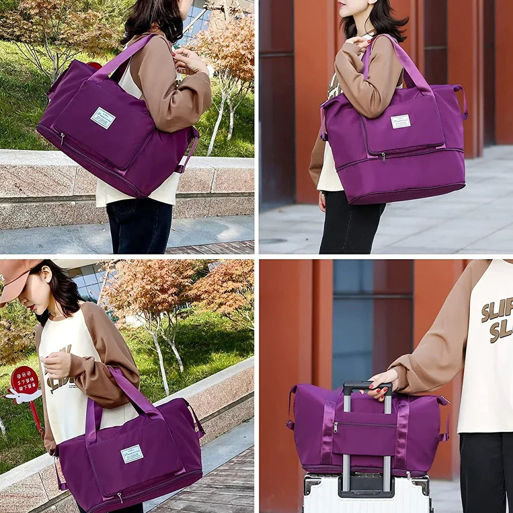 Large Foldable Waterproof Travel Tote Bag – Women's Duffle Foldable Travel Tote Qme