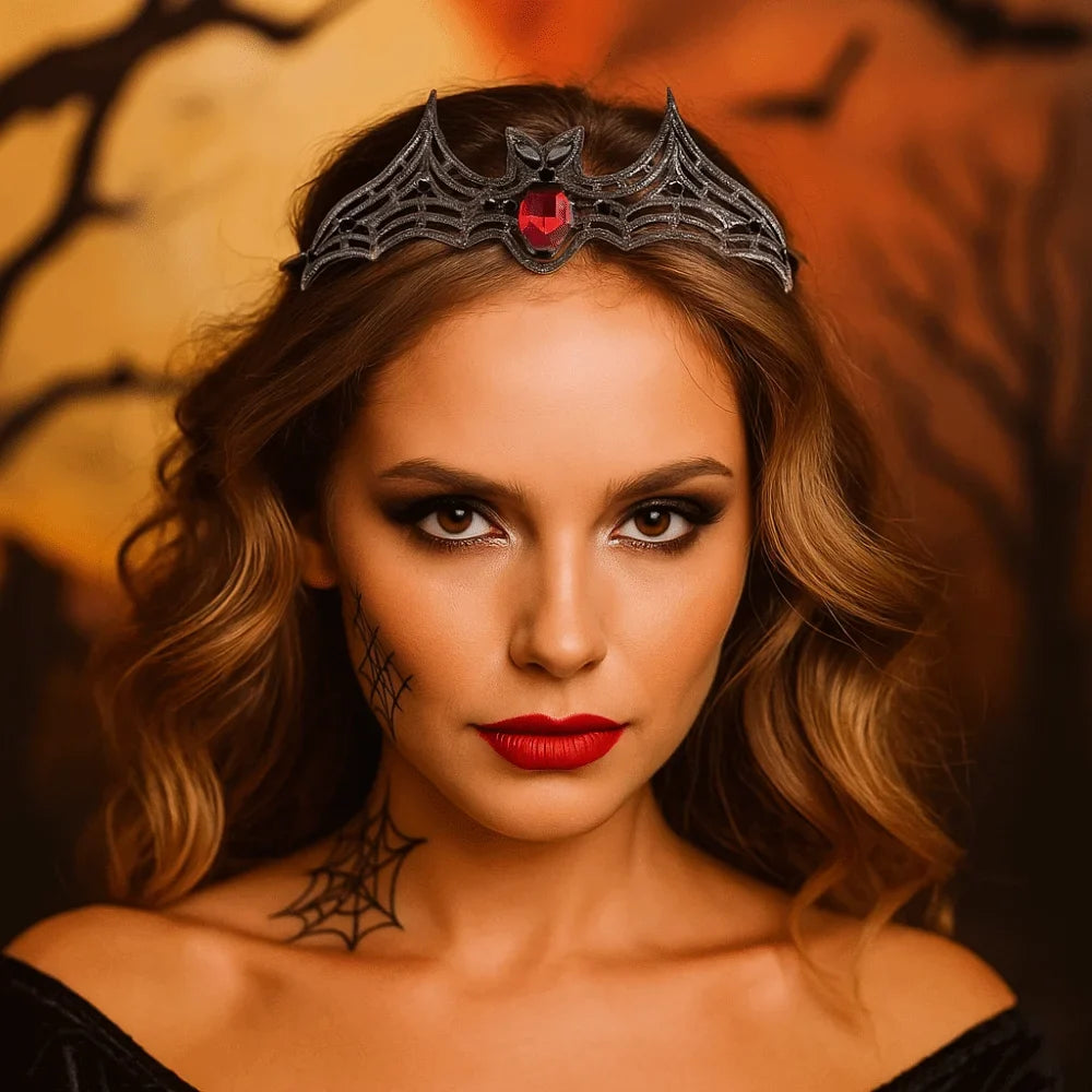 Halloween Bat Hairband – Sparkling Multicolor Rhinestone Halloween Hair Accessory Qme