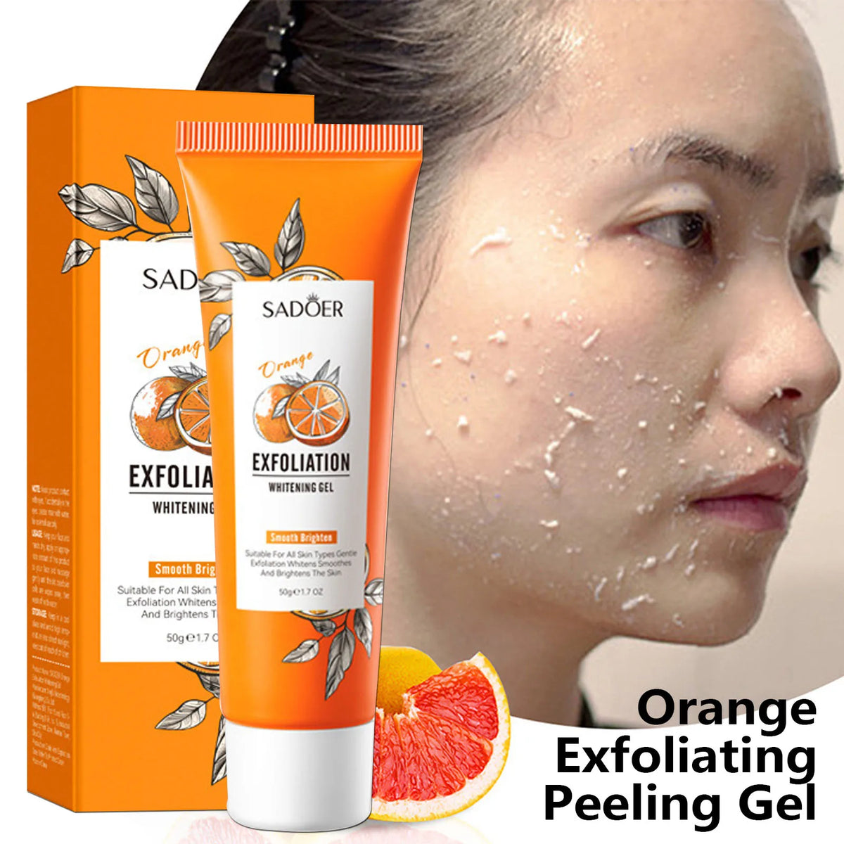 Orange Exfoliating Peeling Gel Face Scrub | Korean Skincare Face Exfoliating Scrub Qst