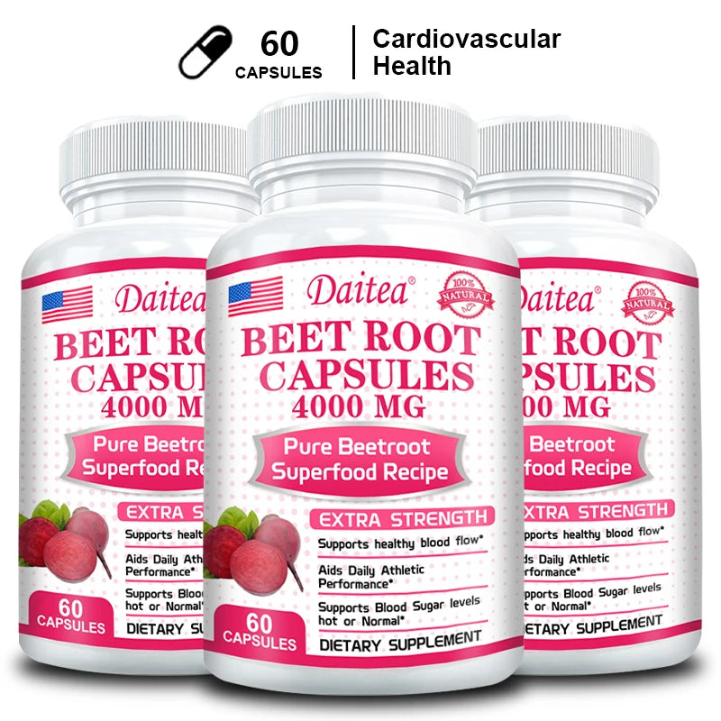 Organic Beet Root Capsules – Energy & Endurance Support, 120ct Herbal Supplement Qst 60 count-3 bottle