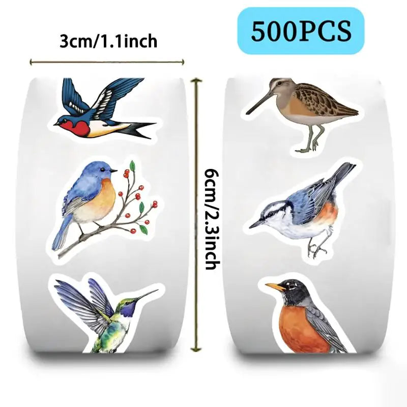 Bird Roll Stickers – Waterproof PVC Decals for Scrapbook & More Decorative Sticker Roll Qme Multicolor