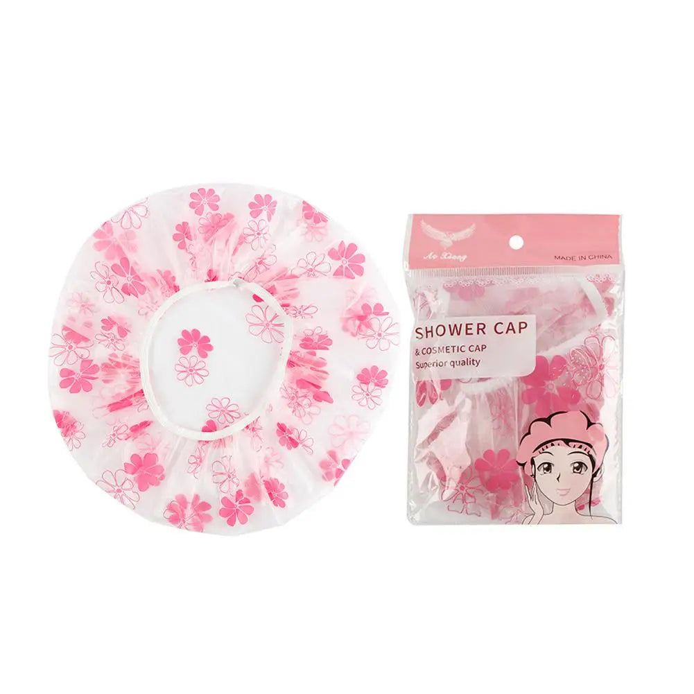 Women's Reusable Waterproof Shower Cap – Elastic Bath Hair Cap Shower Cap Qme F CN