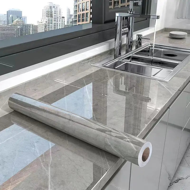 Marble Self-Adhesive Kitchen Oil-Proof Waterproof Film Peel & Stick Film Qme