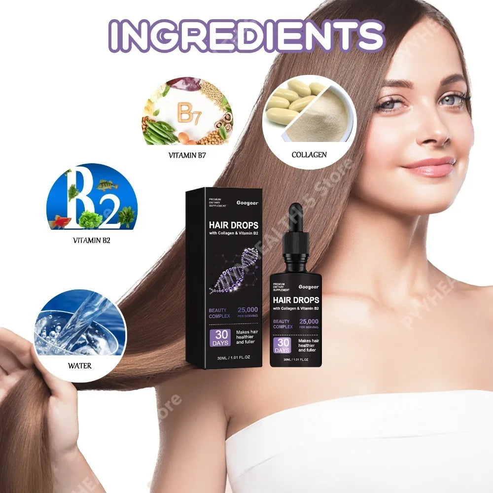 Googeer Hair Drops – Collagen, Vitamin B2 & B7 | 30ml Hair Beauty Drops Qst