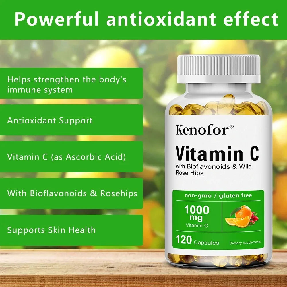 Kenofor Vitamin C 1000mg Capsules – Immune & Skin Support Vitamin C Supplement Qst