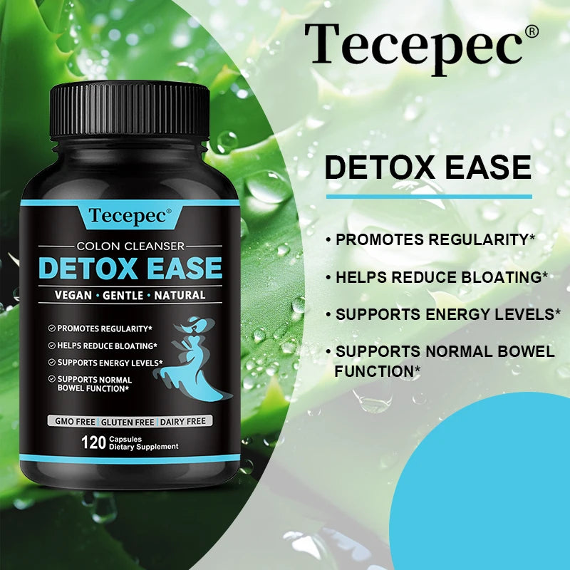 Tecepec Colon Cleanser Capsules – Vegan Fiber & Probiotics Digestive Supplement Qst