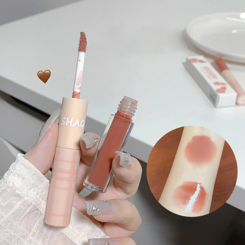 Double-Ended Lip Glaze – Matte & Mirror Water-Gloss | Qme Lip Glaze Qme