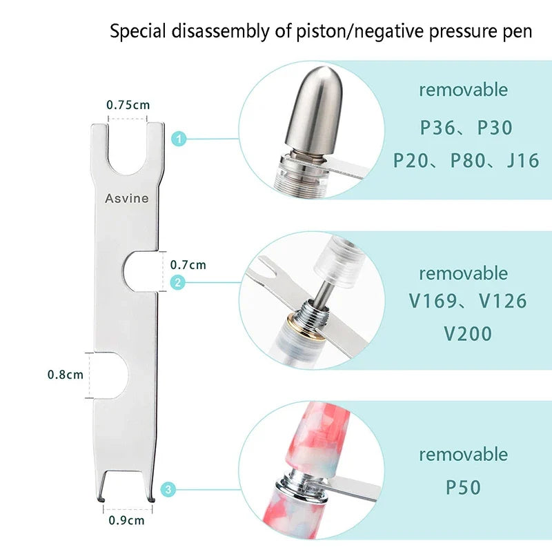 Fountain Pen Piston & Vacuum Wrench Toolset | P20 P30 P36 P50 Pen Maintenance Tool Qme