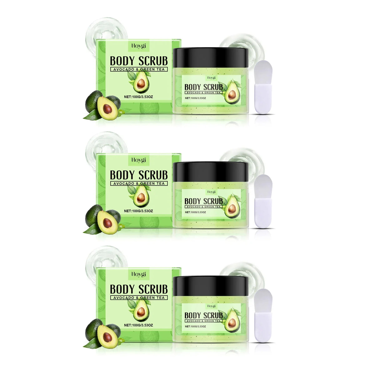 Matcha Body Scrub – Gentle Exfoliating Pore Cleanser | Qme Body Scrub Qme 3 x 100g Boxed
