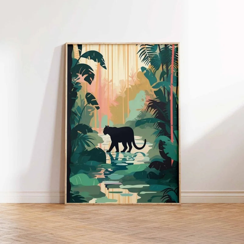 Tiger & Panther Canvas Wall Art – Jungle Tropical Poster Canvas Wall Art Qst