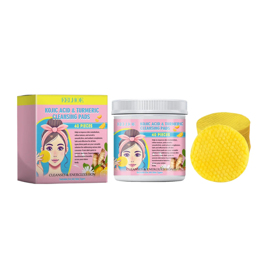 Turmeric Kojic Acid Facial Cleansing & Exfoliating Pads 40ct Facial Cleansing Pads Qme 40pcs