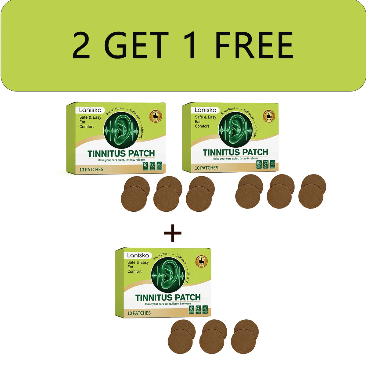 Laniska Ear Care Patches – Breathable Cotton, 10pcs Box Ear Care Patch Qst 2 GET 1 FREE