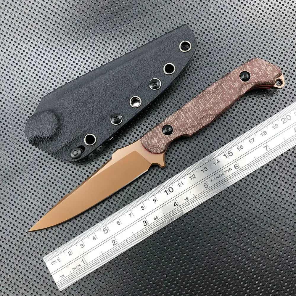 TRSKT D2 Fixed Blade Hunting Knife – Flax/G10 Handle, Kydex Sheath Fixed Blade Knife Qst 12 China Mainland