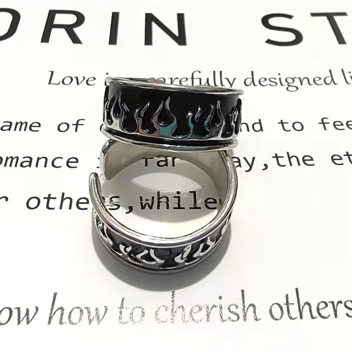 Retro Flame Fire Stainless Steel Ring – Punk Gothic Unisex Punk Gothic Ring Qme