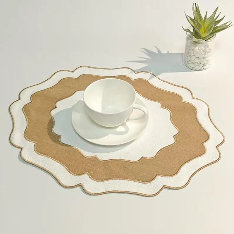 Scalloped Linen Placemat Machine Washable | 6 Colors Linen Placemat Qme A2 1