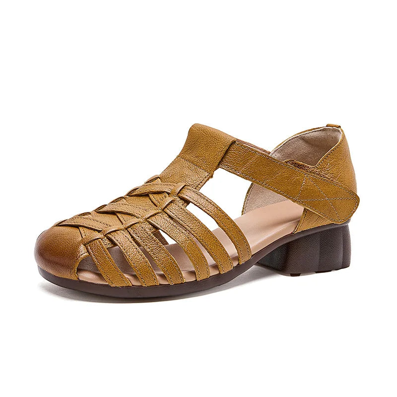 Women's Vintage Roman Gladiator Sandals – Closed Toe Flat Gladiator Sandals Qst 1278 Yellow 40