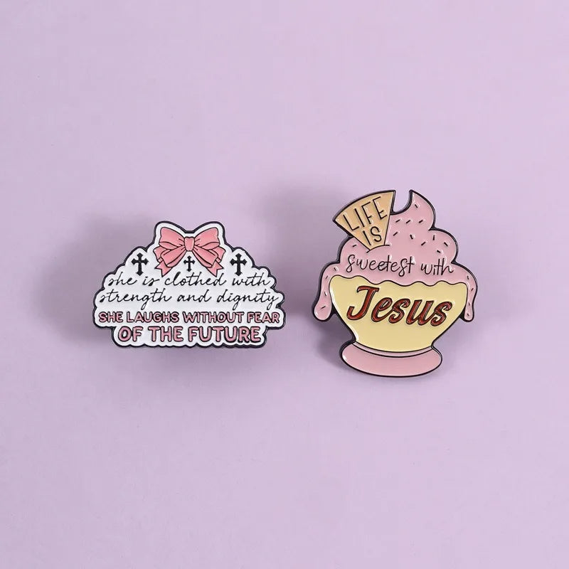 Pink Ice Cream Enamel Lapel Pin | Sweet Dessert Metal Badge Enamel Lapel Pin Qme
