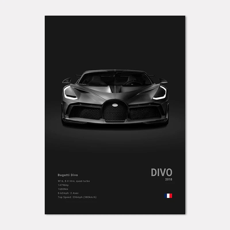 Supercar Canvas Wall Art Poster – M4 P1 Divo STO SVJ Unframed
