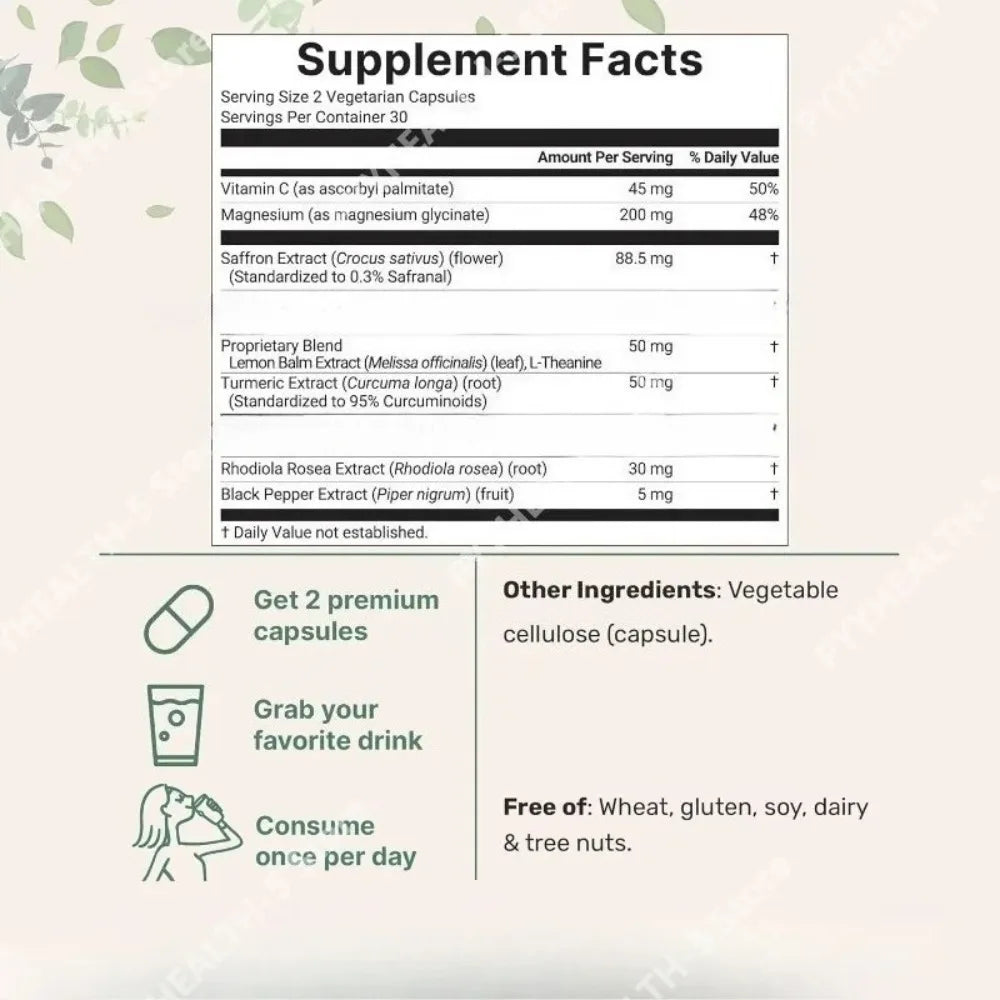Saffron Extract 88.5mg Capsules – 60ct Vegetarian Supplement Herbal Supplement Qst