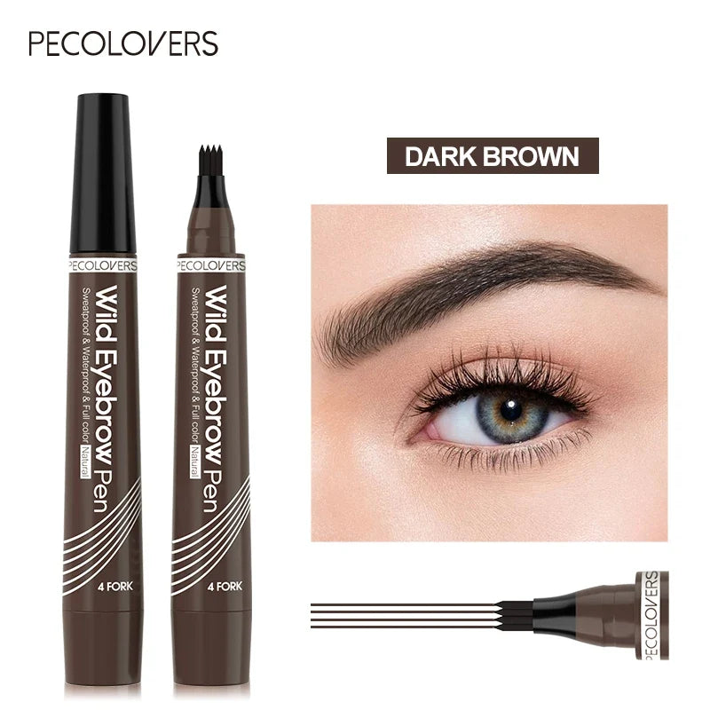 4-Fork Waterproof Eyebrow Pencil | 3D Long-Lasting Natural Brows Liquid Eyebrow Pencil Qme 02