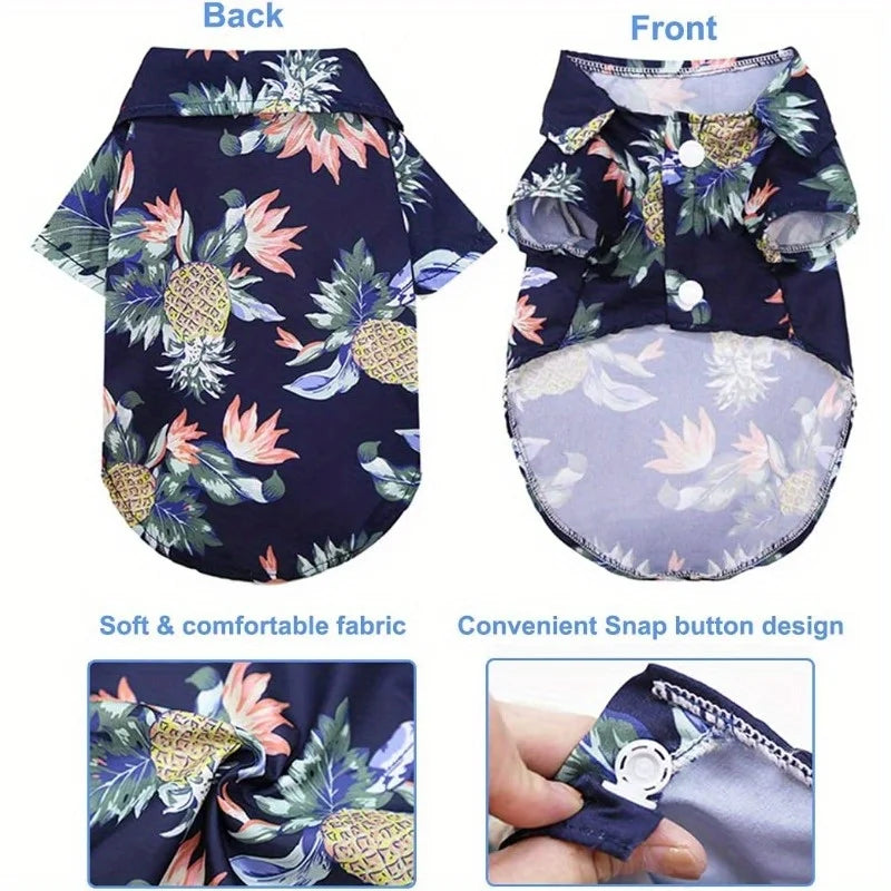 Hawaiian Dog Shirt – Summer Beach Pet Vest T-Shirt Pet Clothing Vest Qme