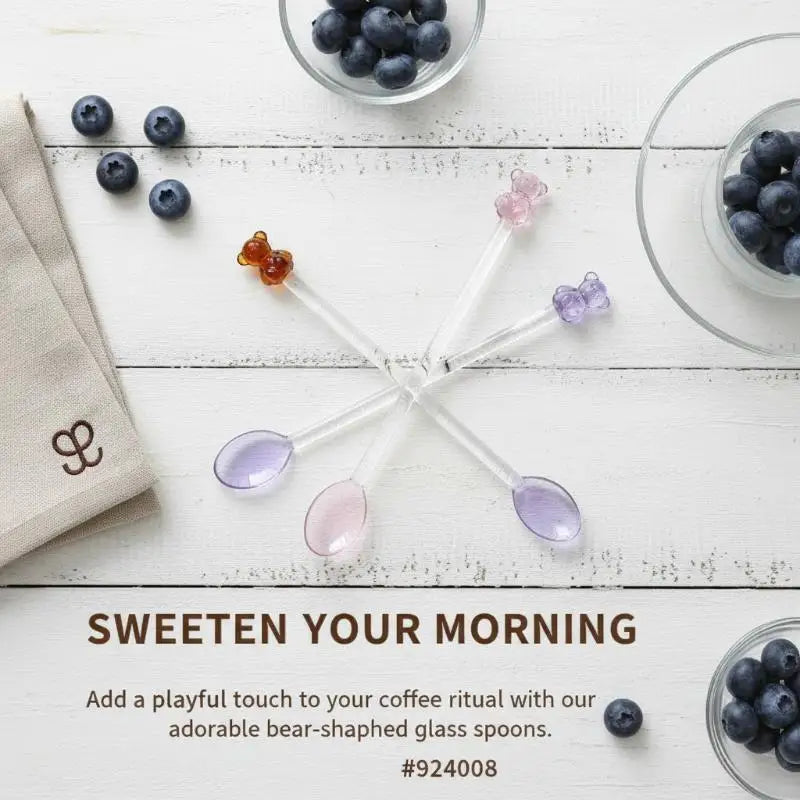 Bear Long Handle Glass Mixing Spoon – Coffee & Dessert Glass Mixing Spoon Qme