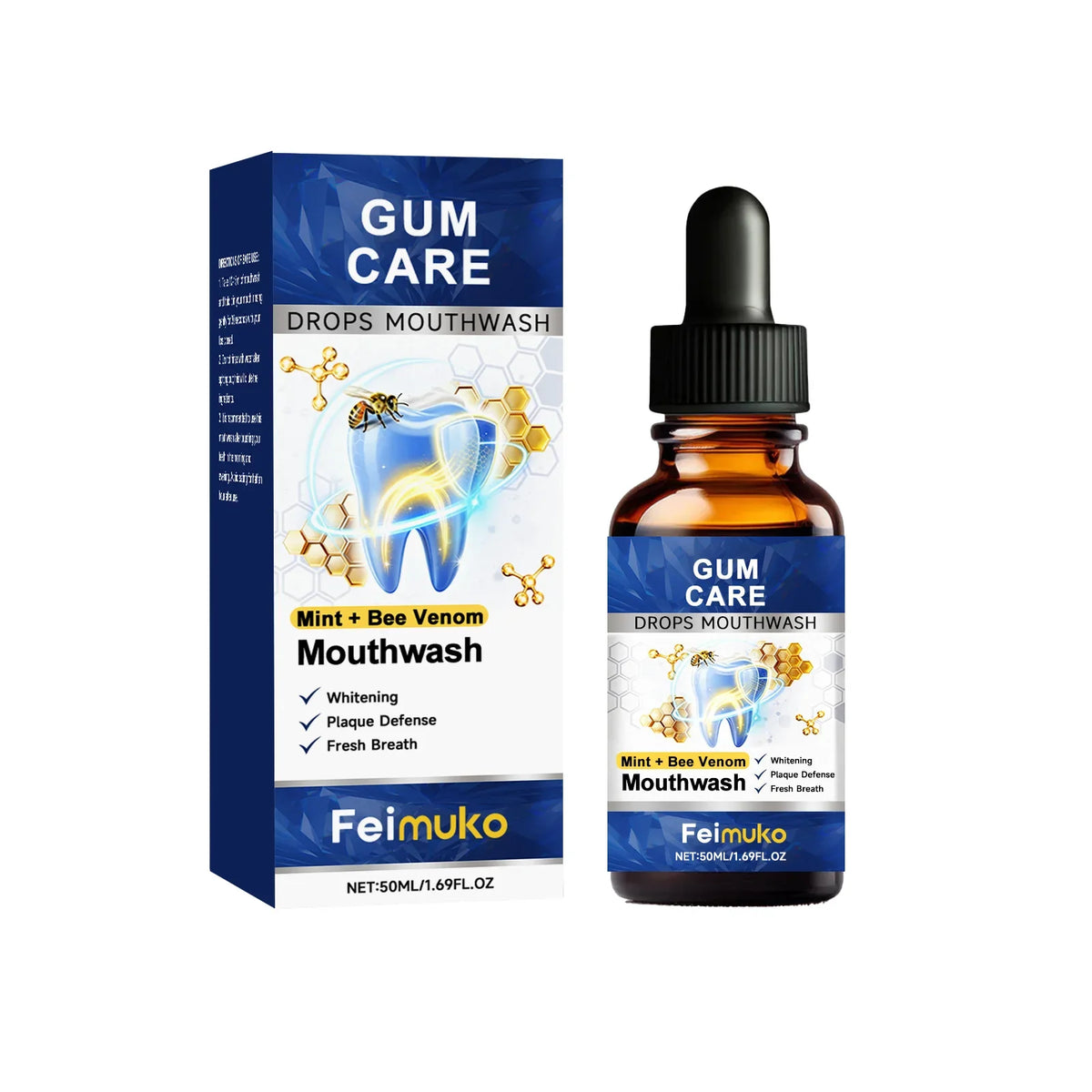 Bee Venom Mouthwash – Fresh Breath & Teeth Whitening Whitening Mouthwash Qme 50ml Boxed Combo adults