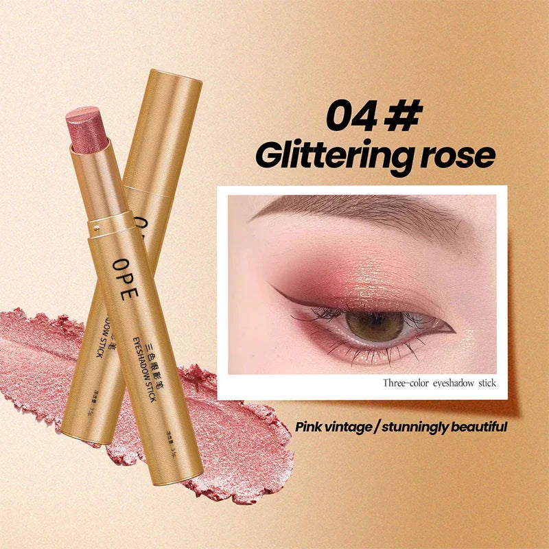 3-in-1 Tricolor Gradient Shimmer Eyeshadow Stick | 4 Shades Eyeshadow Stick Qme E3-01-04