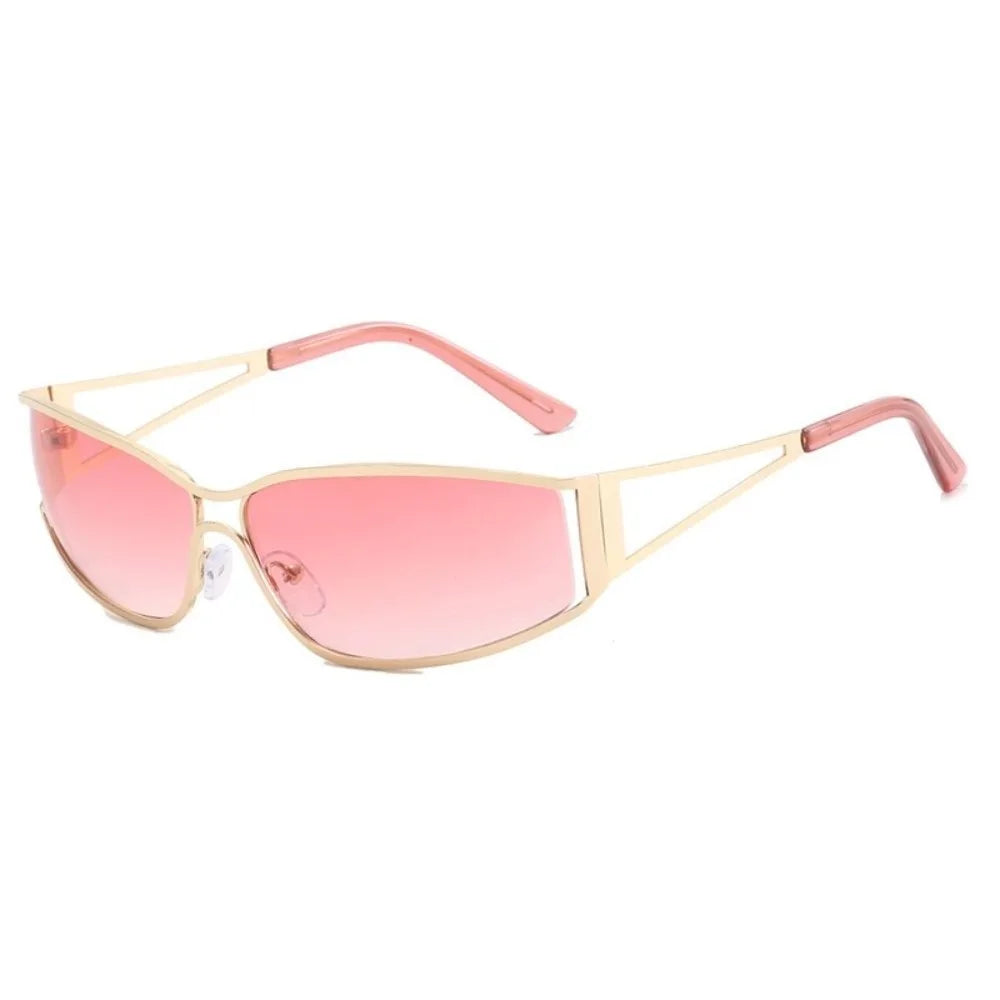 Vintage Y2K Steampunk Rimless Oval Sunglasses – 7 Colors Rimless Oval Sunglasses Qme Pink