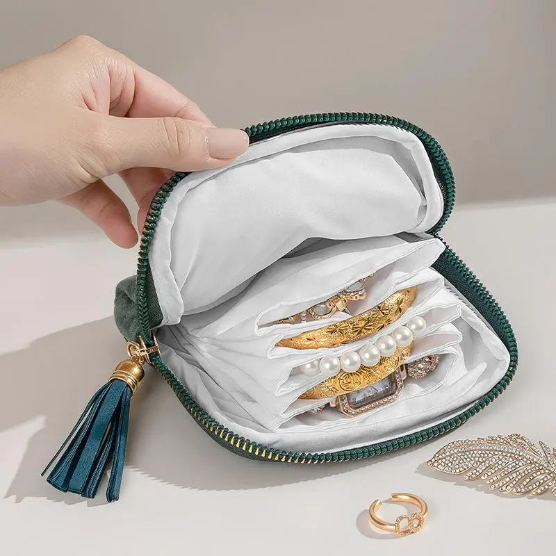 5-Layer Velvet Jewelry Storage Bag – Travel Pouch for Watches & Rings Jewelry Storage Pouch Qme