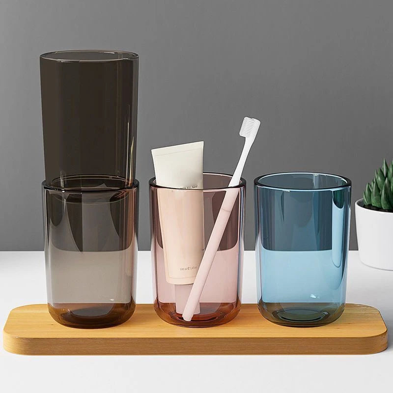 Nordic Transparent Mouthwash Cup – Large Capacity Plastic Bathroom Rinse Cup Qst
