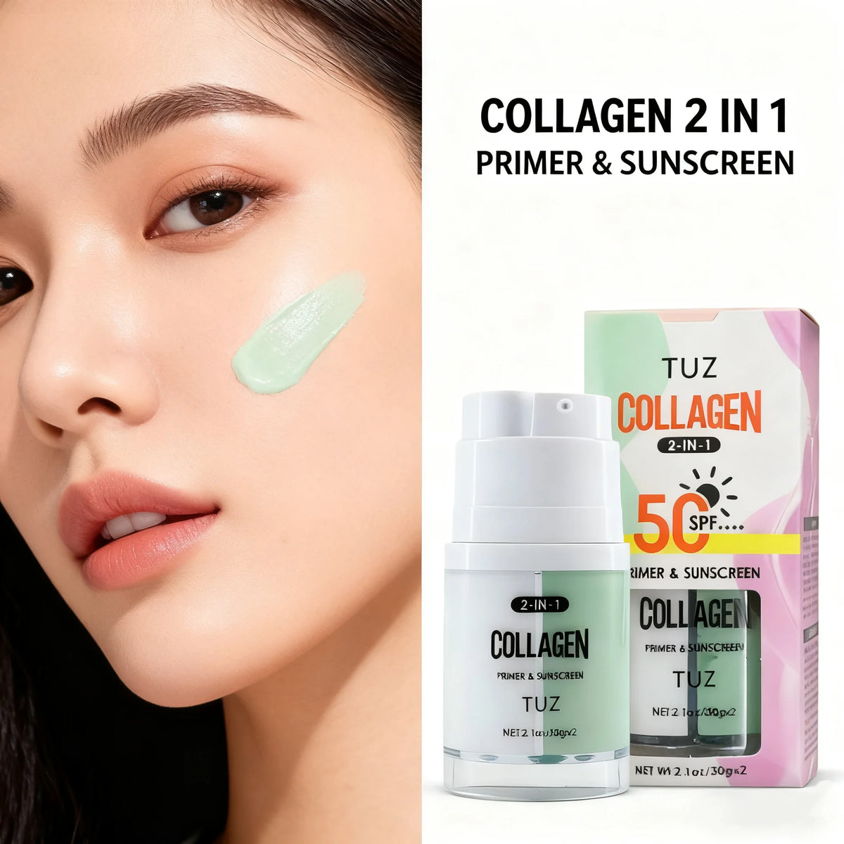 TUZ Collagen 2-in-1 Face Primer & SPF 50 Sunscreen Face Primer Sunscreen Qst
