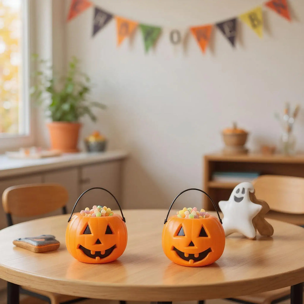 Halloween Candy Bucket 6-Piece Ghost Jack O Lantern Set Halloween Candy Bucket Qme