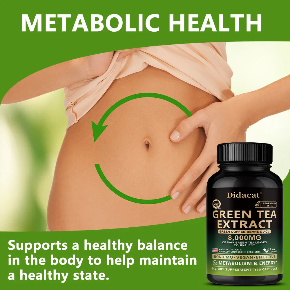 Green Tea Extract Capsules – Energy, Focus & Antioxidant Support Herbal Supplement Qst