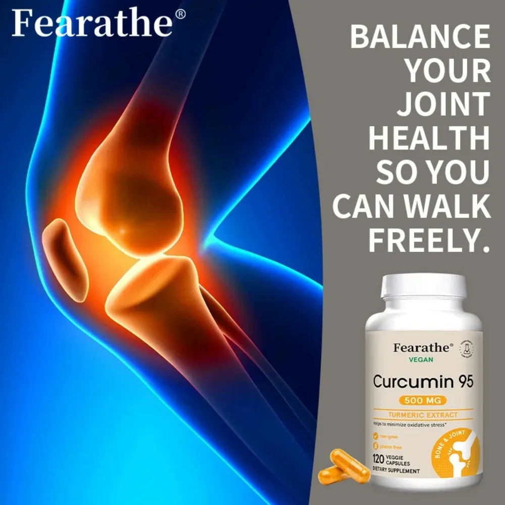 Curcumin Turmeric Capsules 500mg – 95% Curcuminoids Organic Herbal Supplement Qst