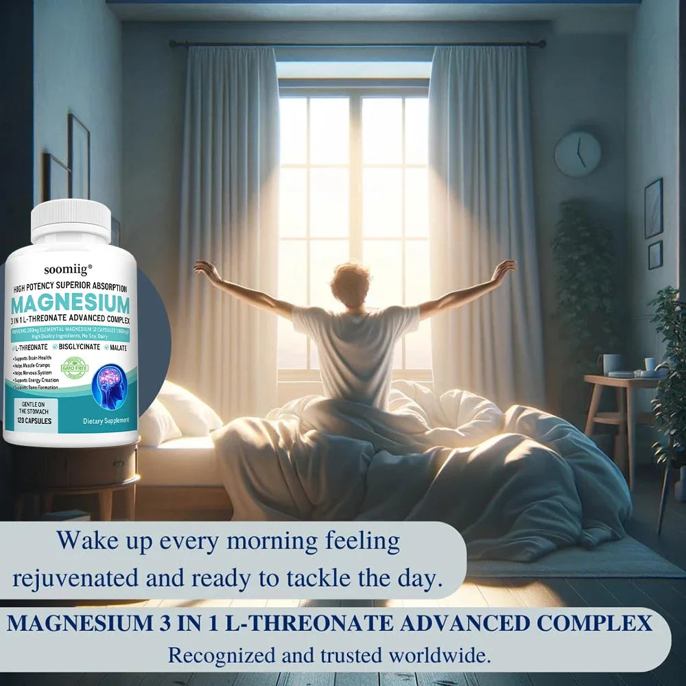 3-in-1 Magnesium L-Threonate, Glycinate & Malate Capsules Magnesium Supplement Qst